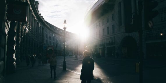 Man walking in a city